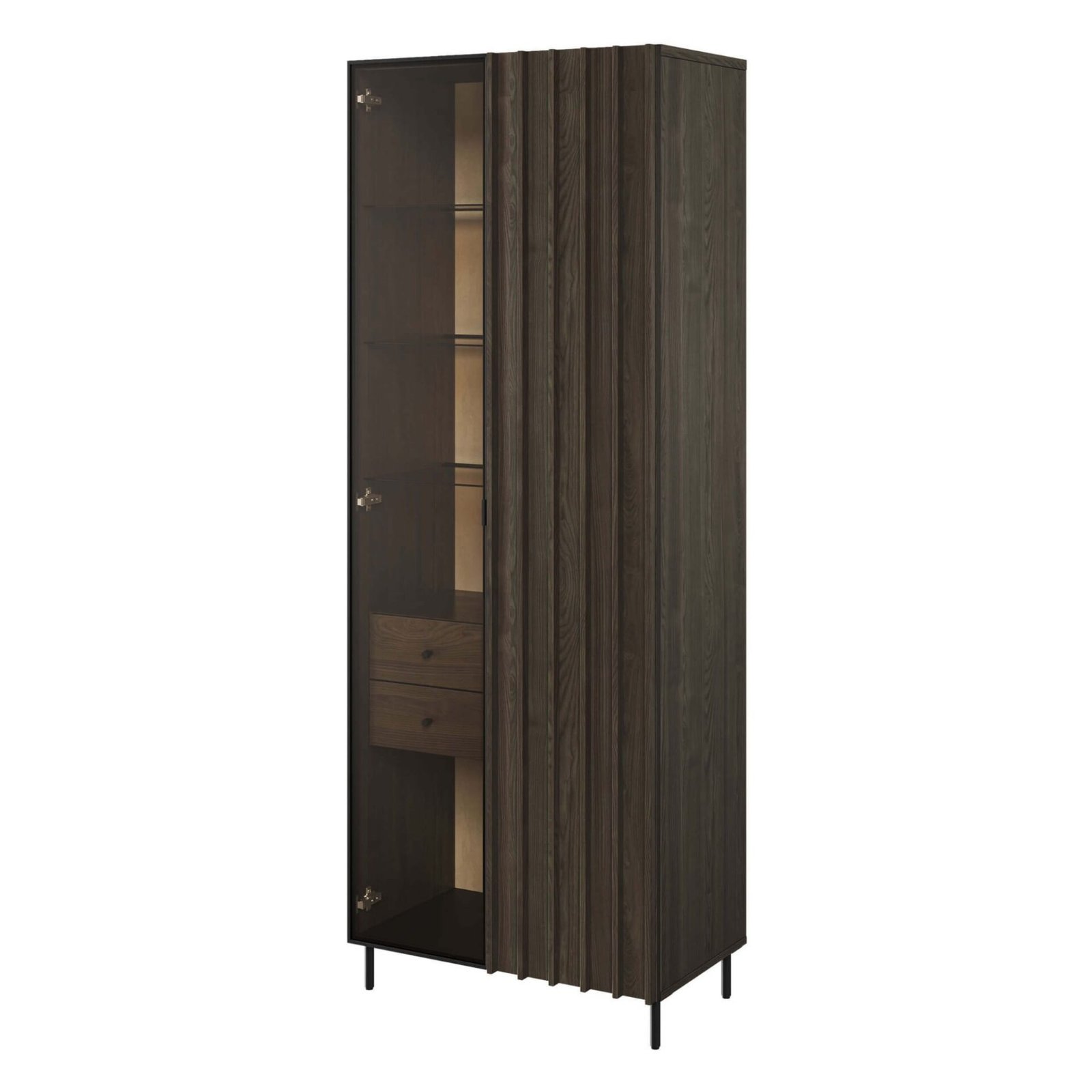 Showcase with lighting PIEMONTE 02 Portland Ash/Black