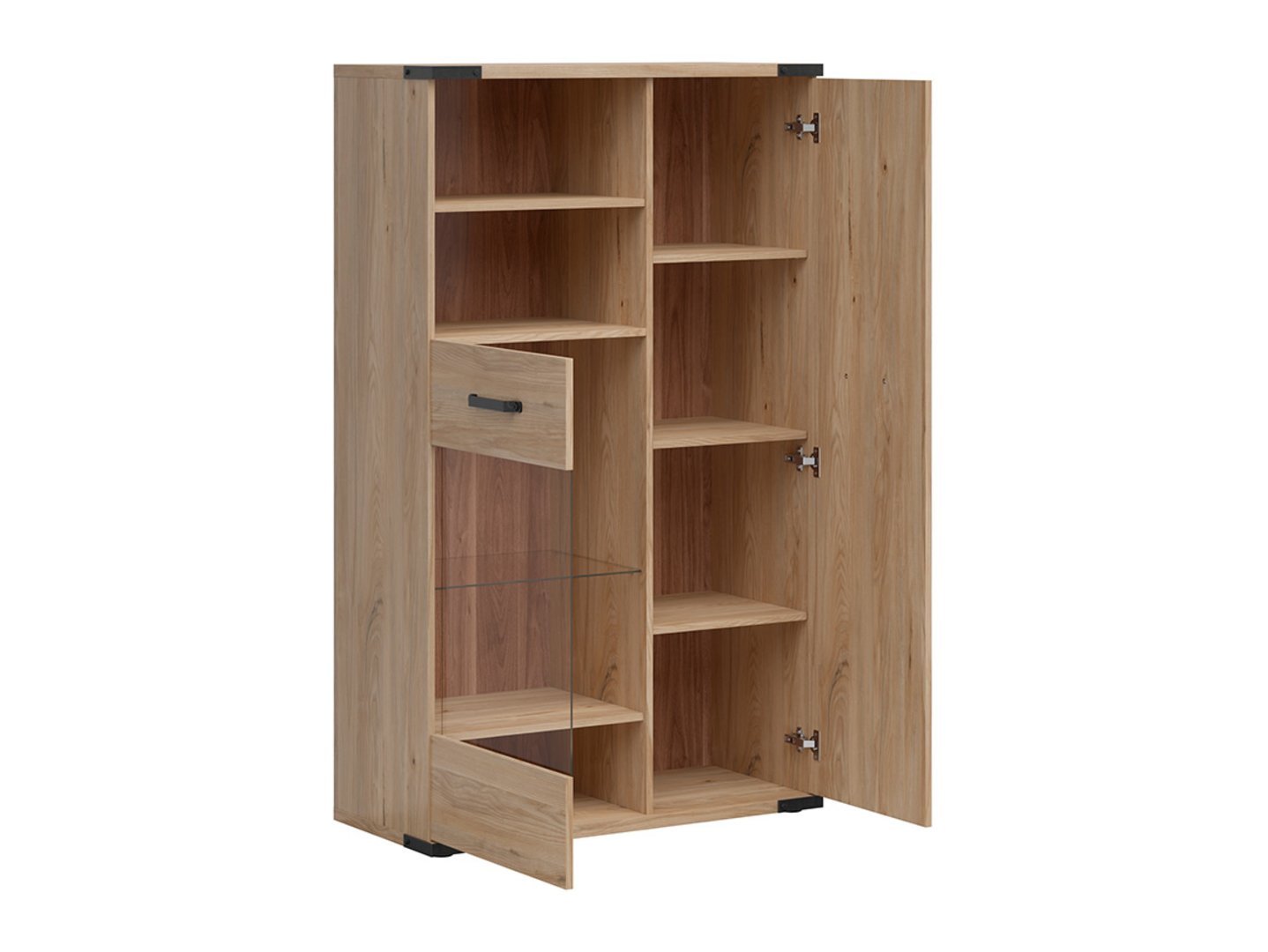 Low single-door display cabinet with glass front LARA 90 cm, Belarusian ash - Image 2