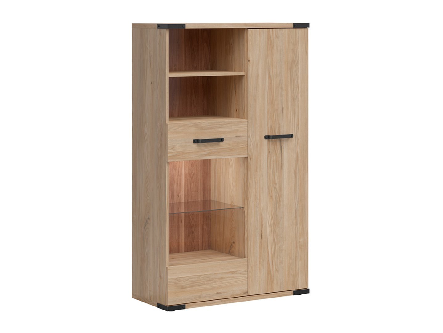 Low single-door display cabinet with glass front LARA 90 cm, Belarusian ash - Image 3