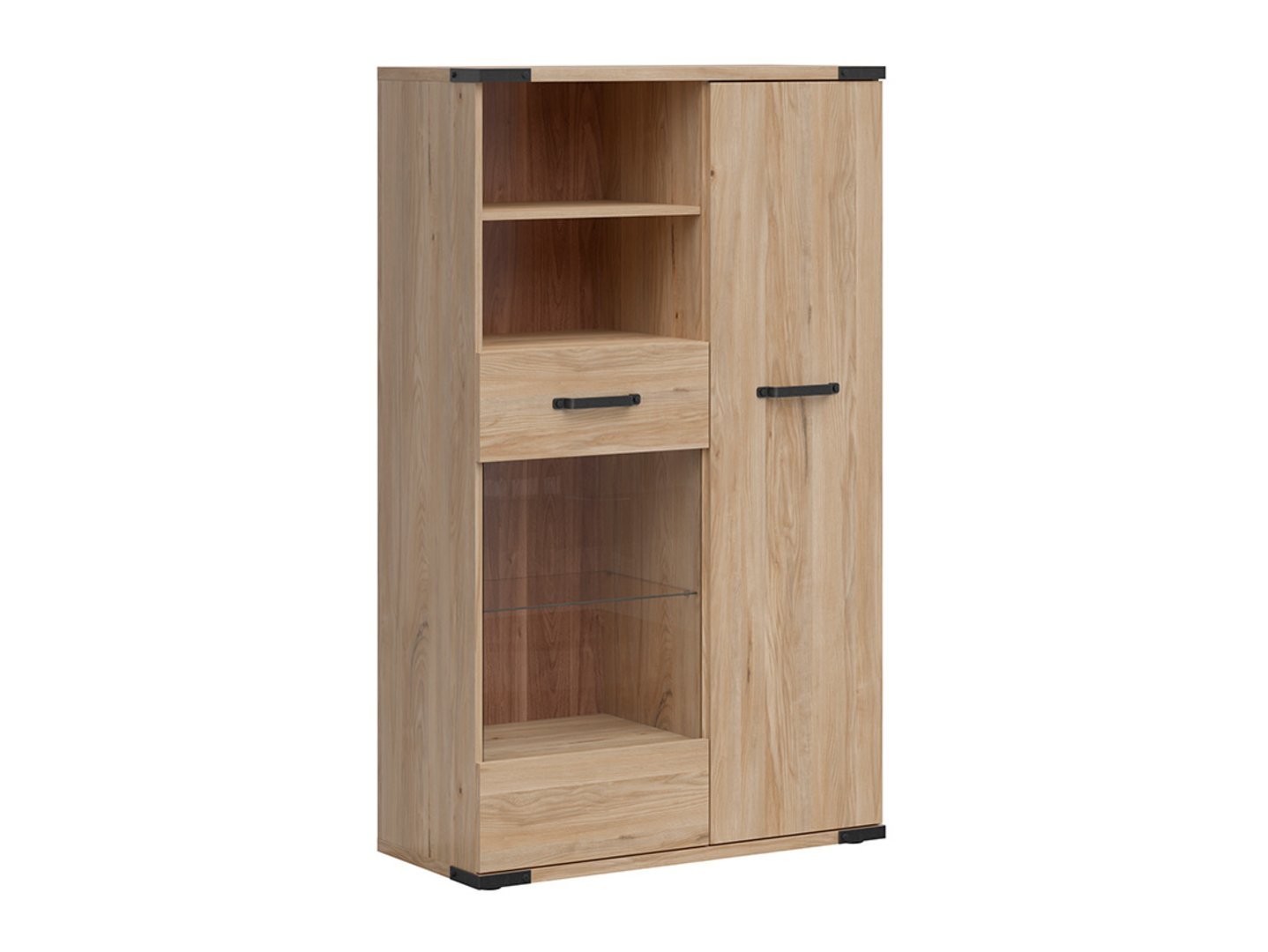Low single-door display cabinet with glass front LARA 90 cm, Belarusian ash - Image 5