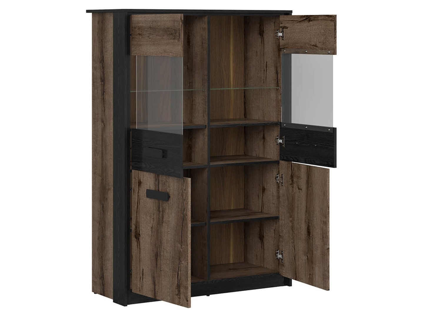 Low display cabinet KASSEL 100 cm, monastery oak/black oak - Image 2