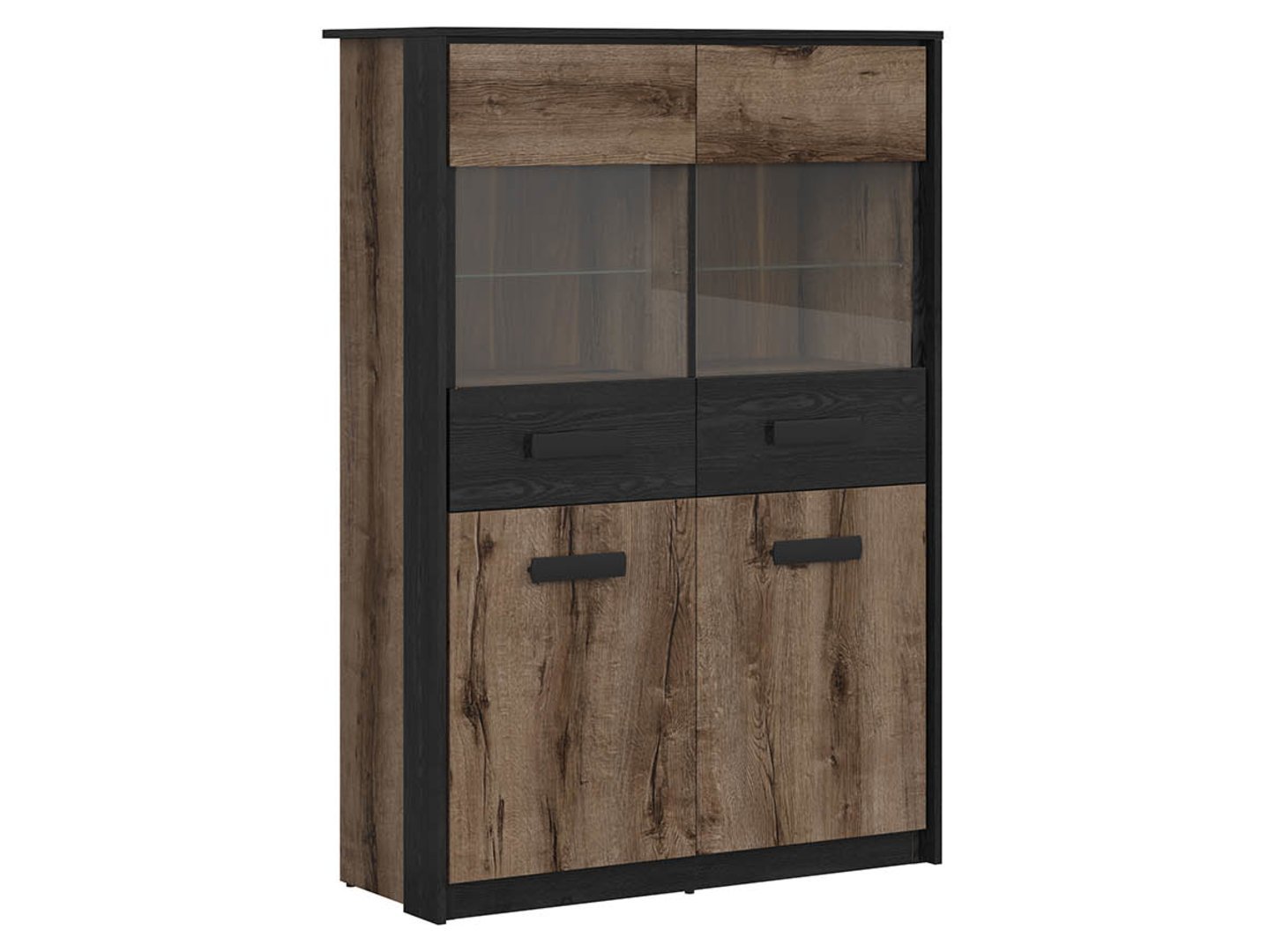 Low display cabinet KASSEL 100 cm, monastery oak/black oak