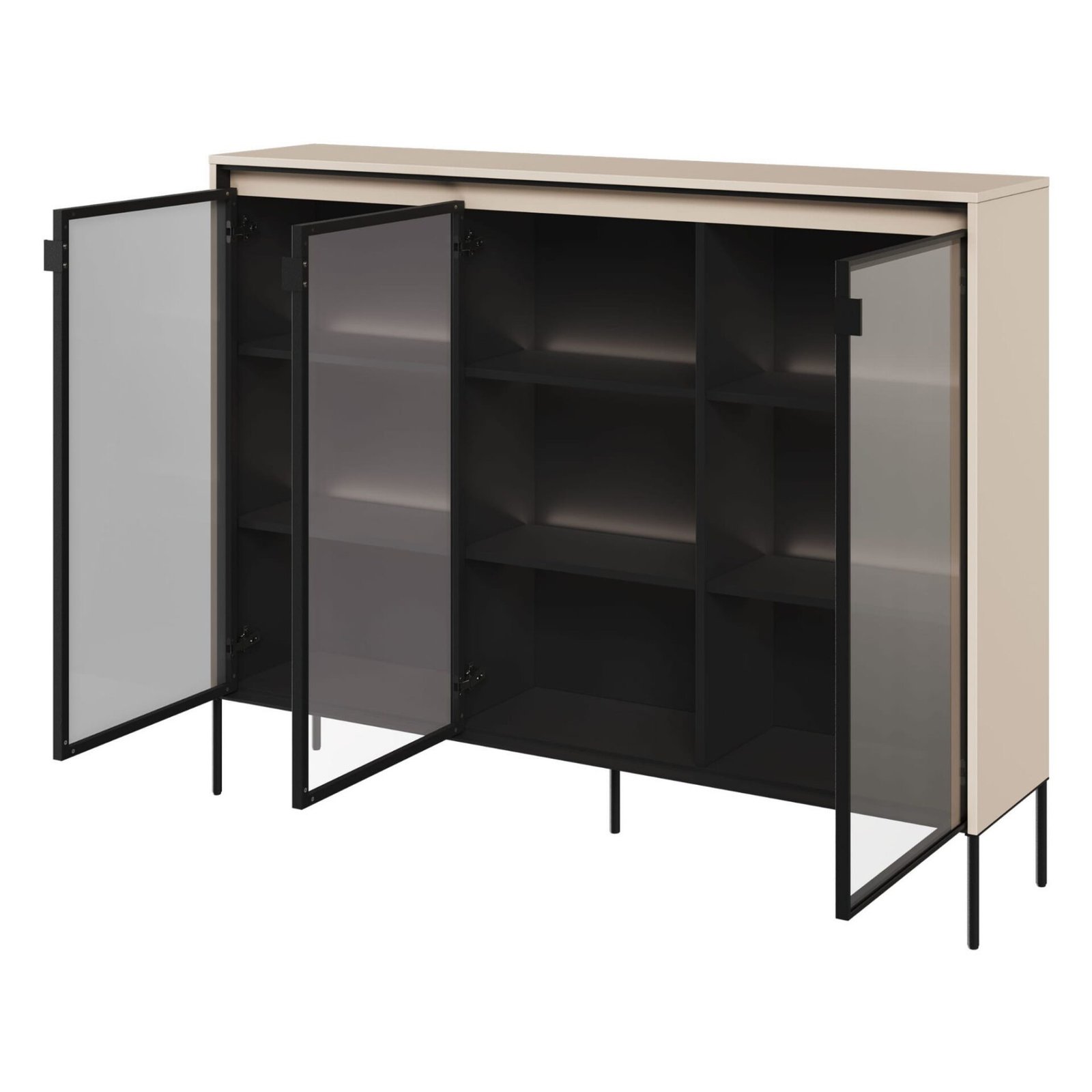TREND 08 glass display case, beige / black legs - Image 3