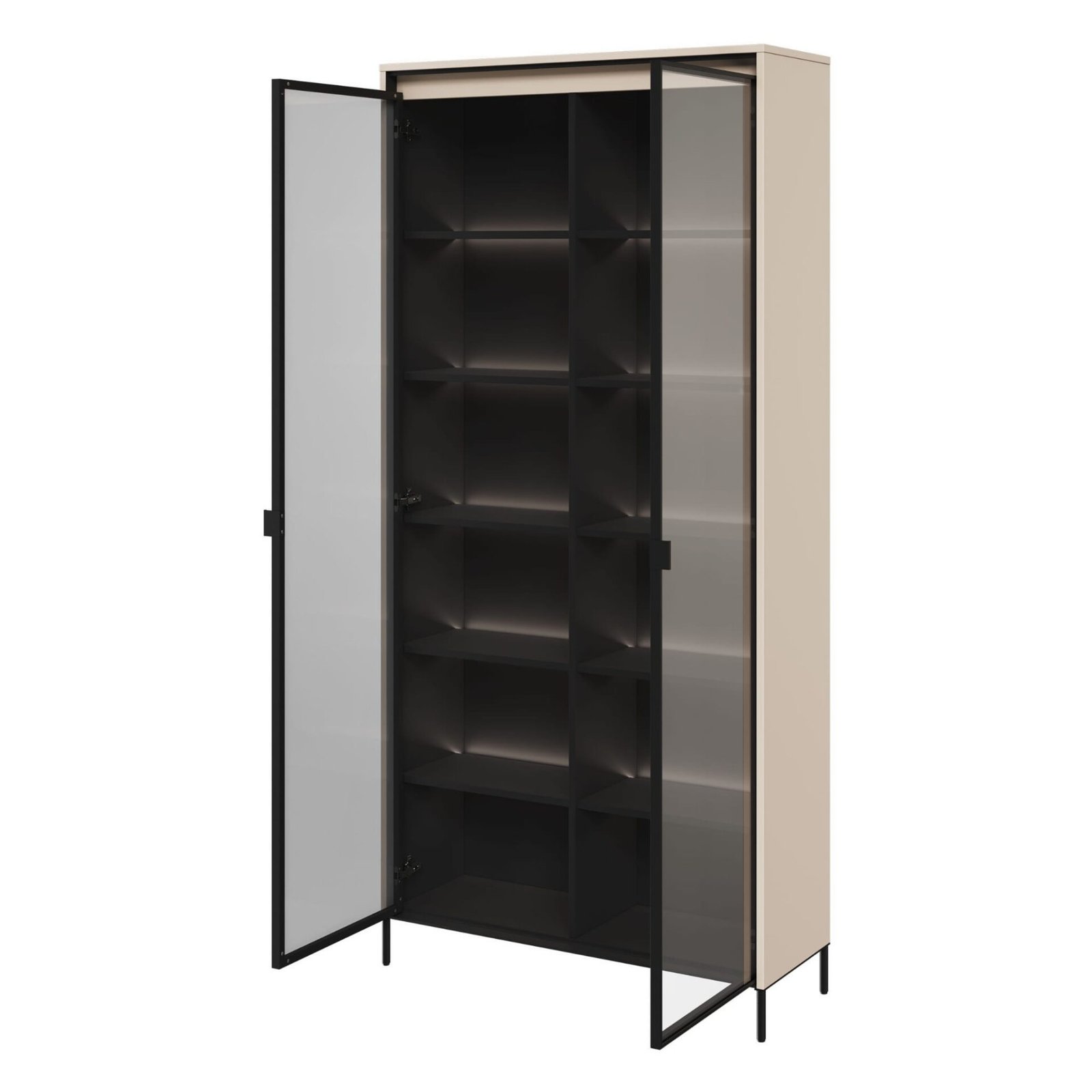 TREND 07 display case with lighting, beige / black legs - Image 5
