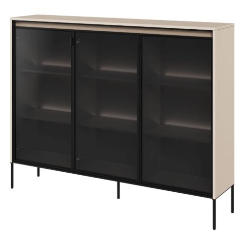 TREND 08 glass display case, beige / black legs