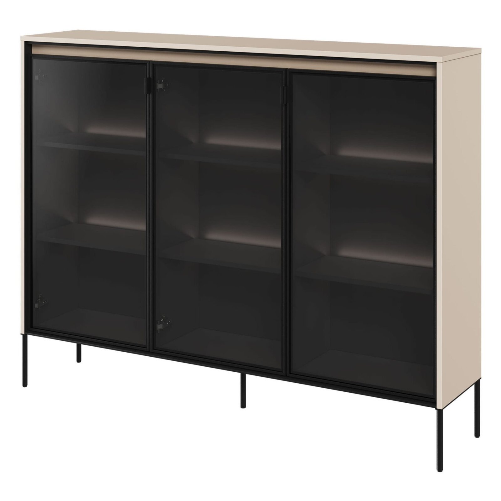 TREND 08 glass display case, beige / black legs
