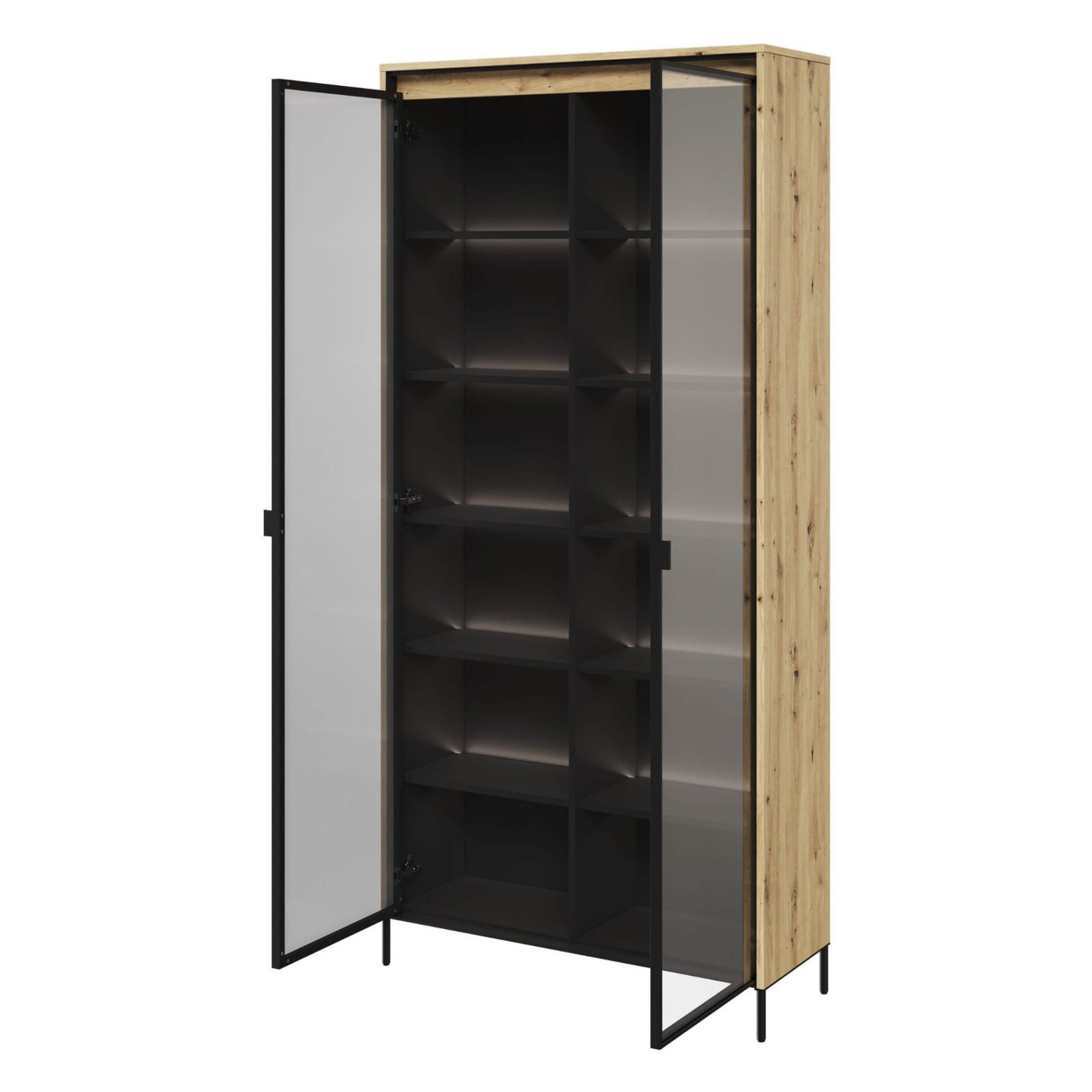 TREND 07 display cabinet with lighting, artificial oak / black legs - Image 4
