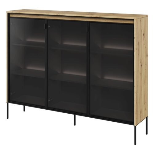 TREND 08 glass display case, artistic oak / black legs