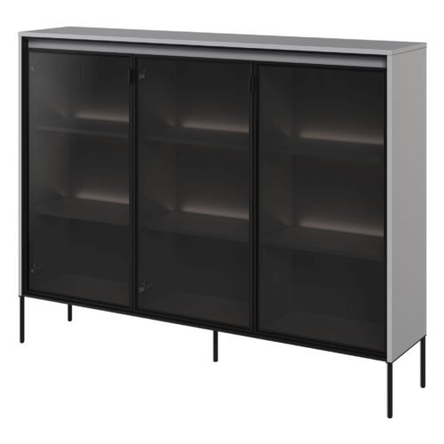 TREND 08 glass display case, grey/black legs