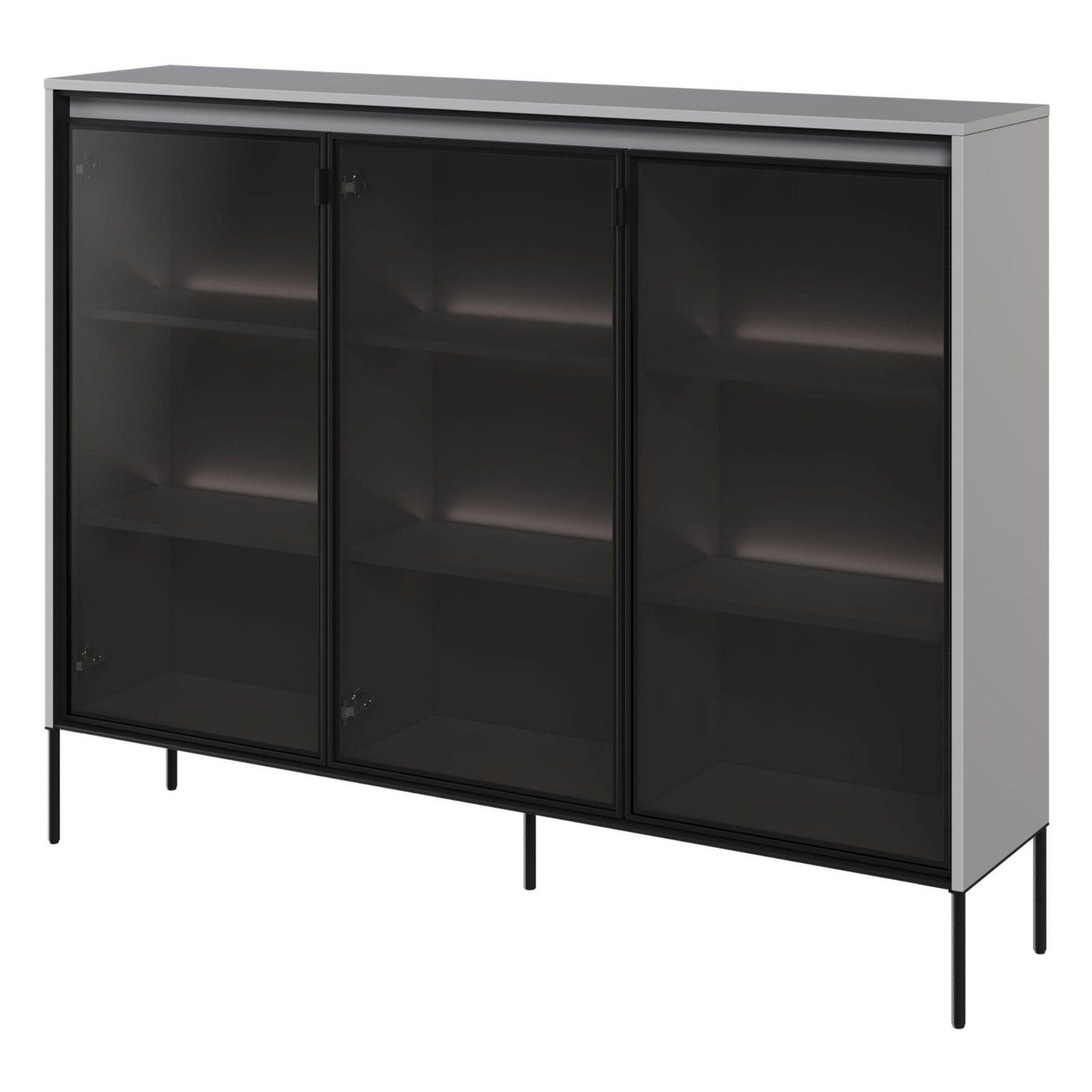 TREND 08 glass display case, grey/black legs