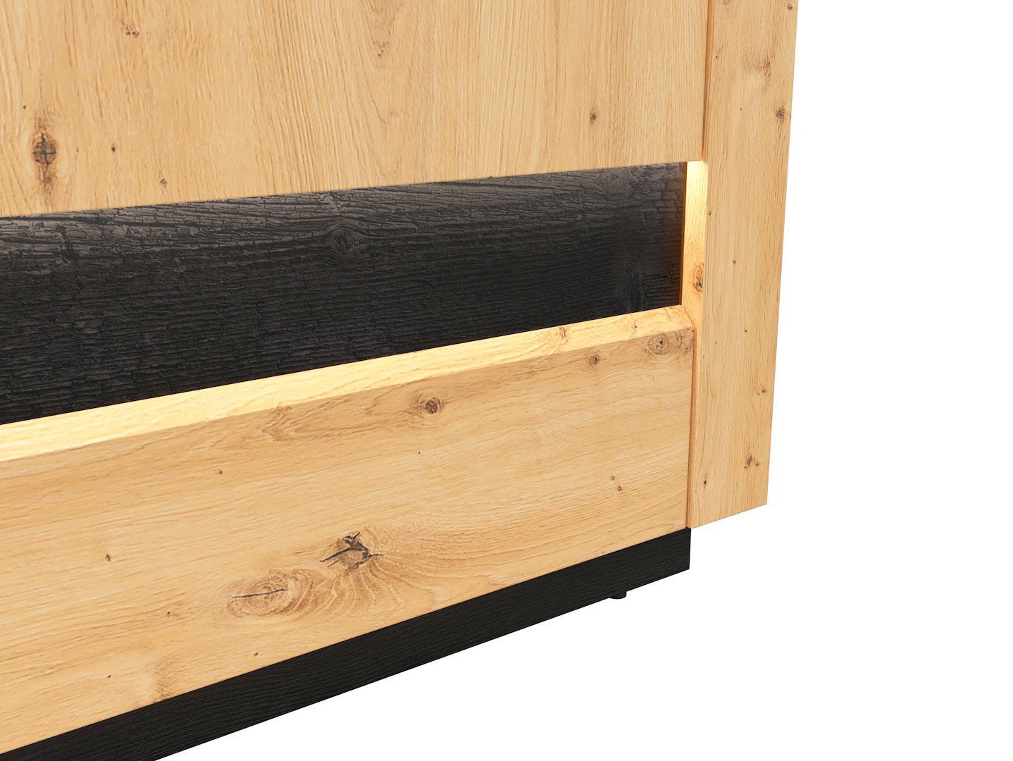 Tall single-door display cabinet with glass OSTIA 66.5 cm, artistic oak color/glossy black color - Image 4