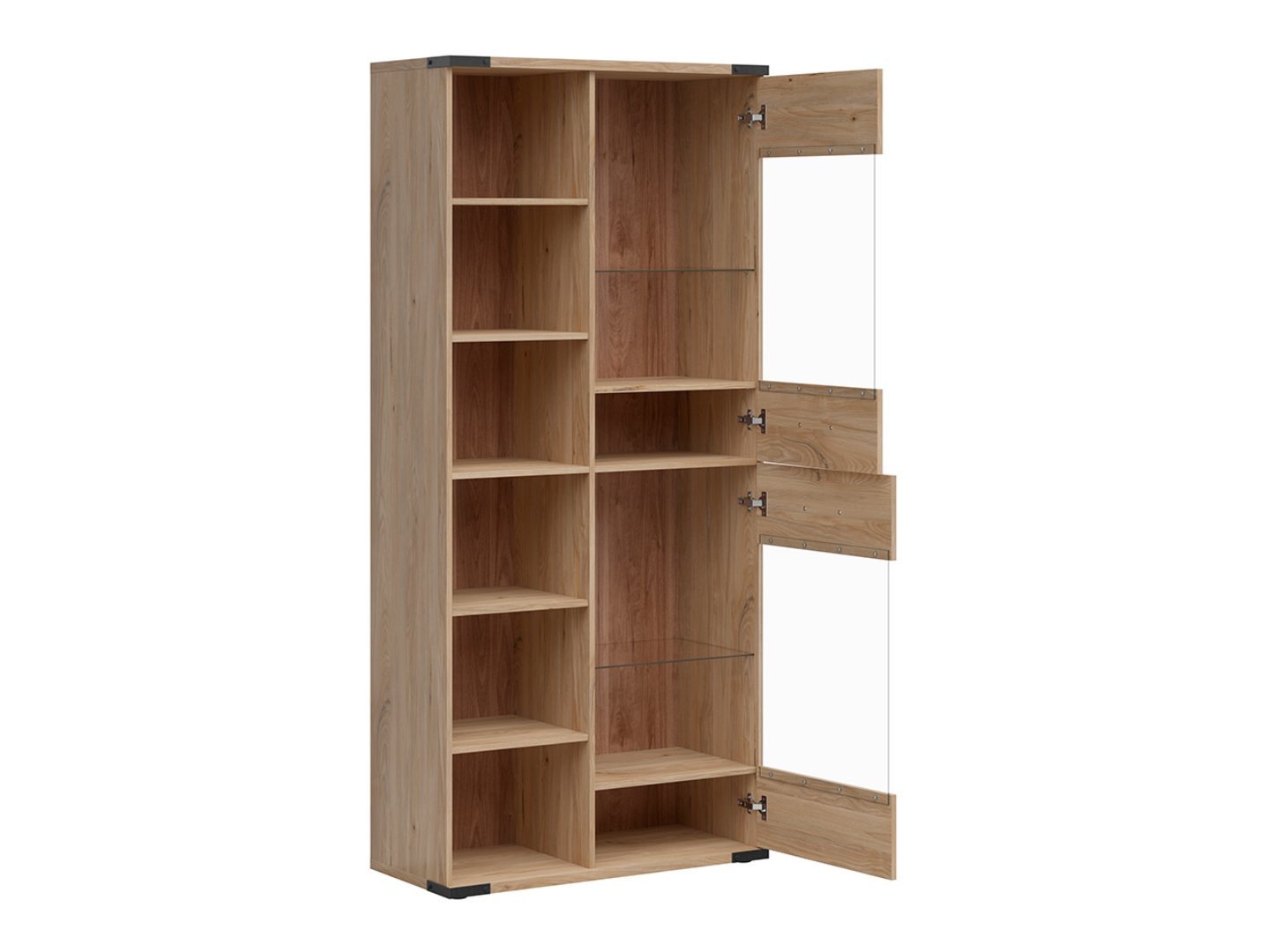 Showcase with two glass fronts and LARA shelf 90 cm, Belarusian ash - Image 2