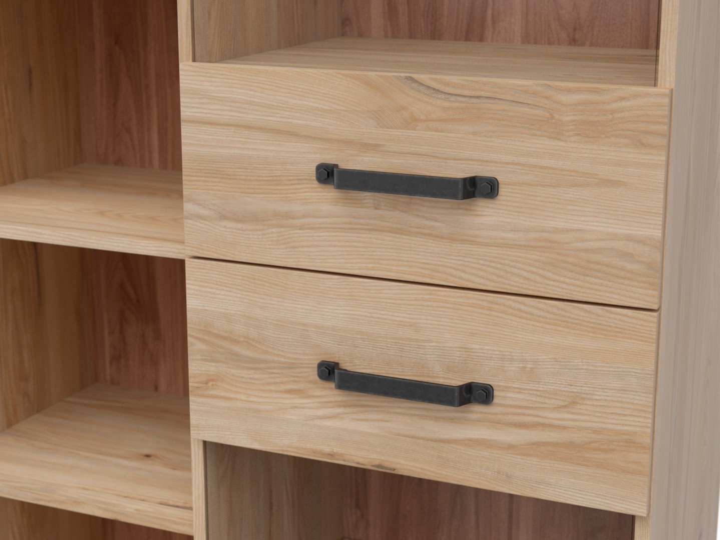 Showcase with two glass fronts and LARA shelf 90 cm, Belarusian ash - Image 4