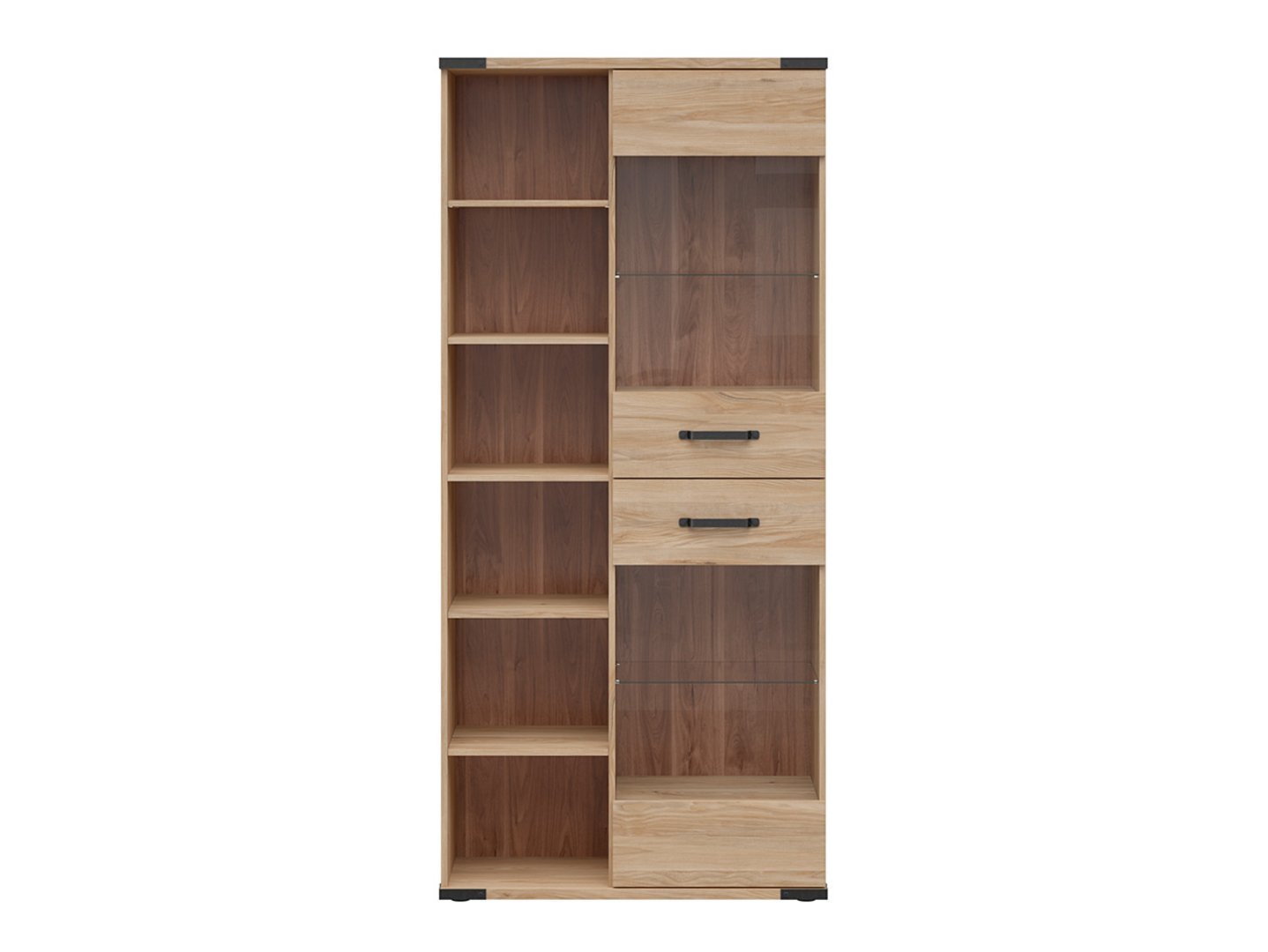 Showcase with two glass fronts and LARA shelf 90 cm, Belarusian ash