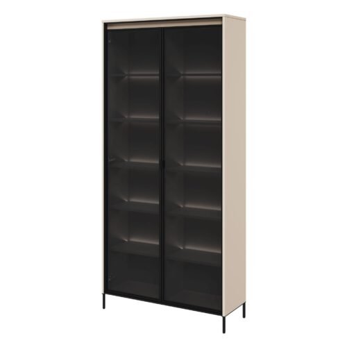 TREND 07 display case with lighting, beige / black legs