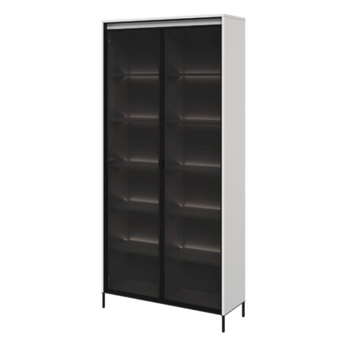 TREND 07 display case with lighting, white/black legs
