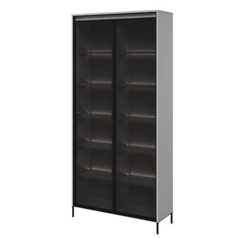 TREND 07 display case with lighting, grey/black legs