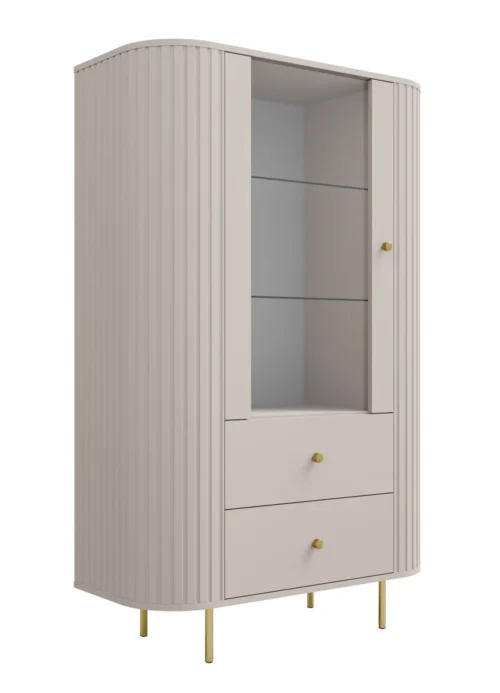 Showcase 1F2S with drawers 112 Oval beige
