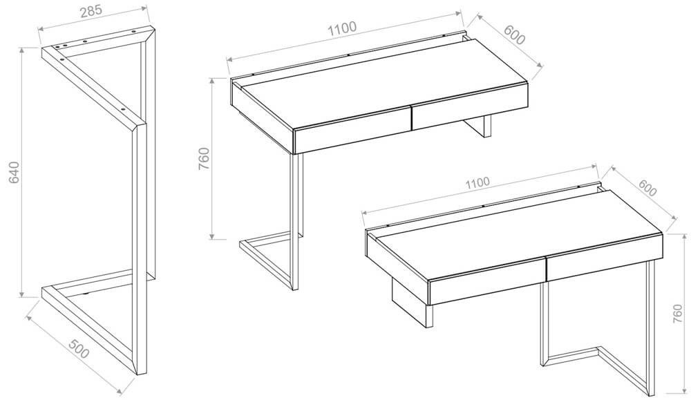 Loft style desk with drawer 110 TEEN FLEX TF-06 + TF-15 - Image 4