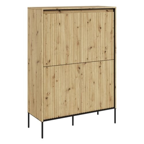 TREND 03 high chest of drawers, oak / black legs