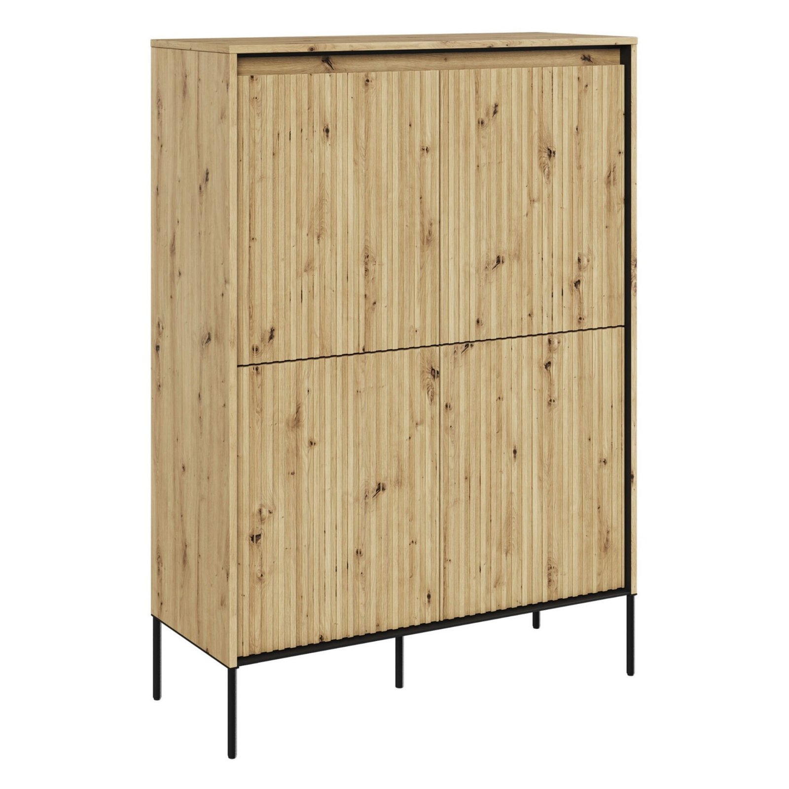 TREND 03 high chest of drawers, oak / black legs