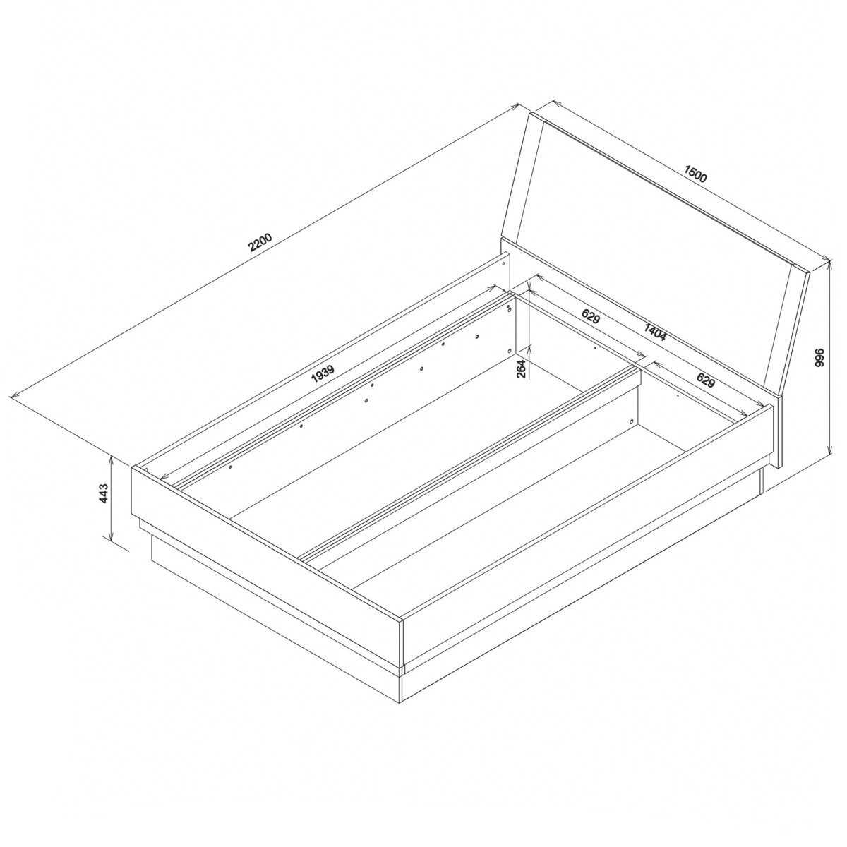 YORK Y18/140 BED WITHOUT BEDDING BOX - Image 2