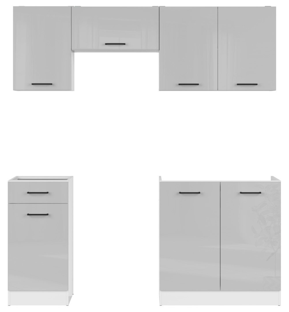 JUNONA LINE kitchen set 180 cm white/light gray glossy - Image 2
