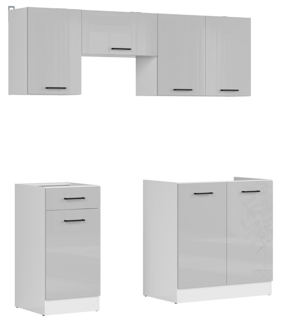 JUNONA LINE kitchen set 180 cm white/light gray glossy