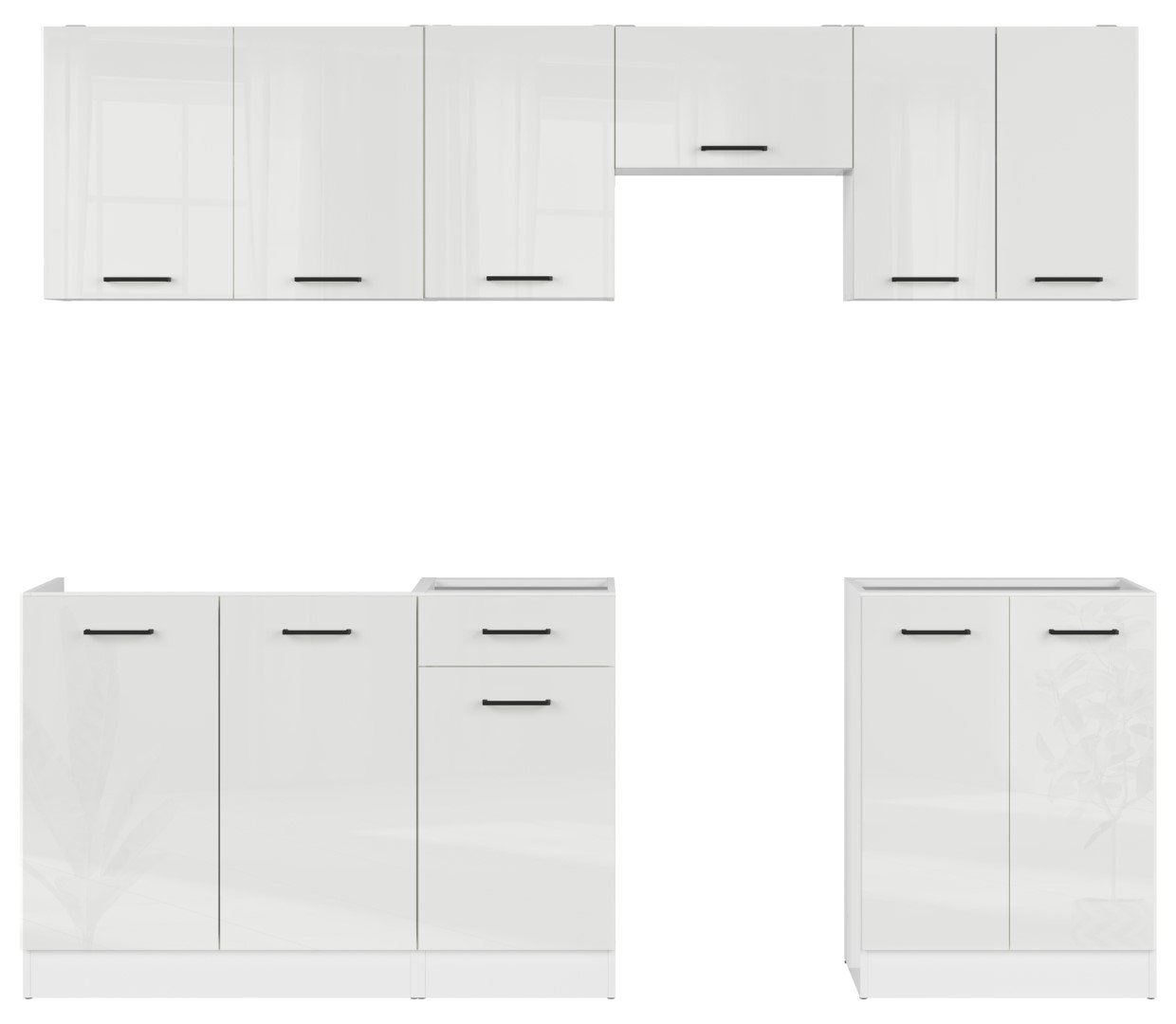 Kitchen set 230 cm JUNONA LINE white/chalk glossy color - Image 2