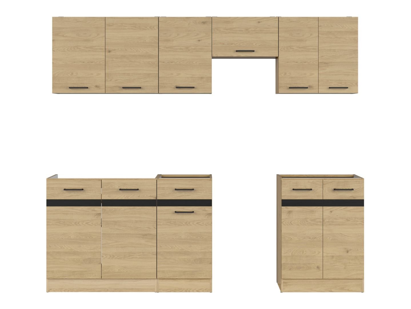 Kitchen set 230 cm JUNONA LINE Bernstein oak/metallic black gold slate - Image 2