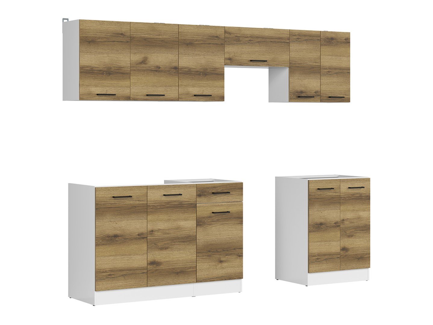Kitchen set 240 cm JUNONA LINE white/light Delano oak