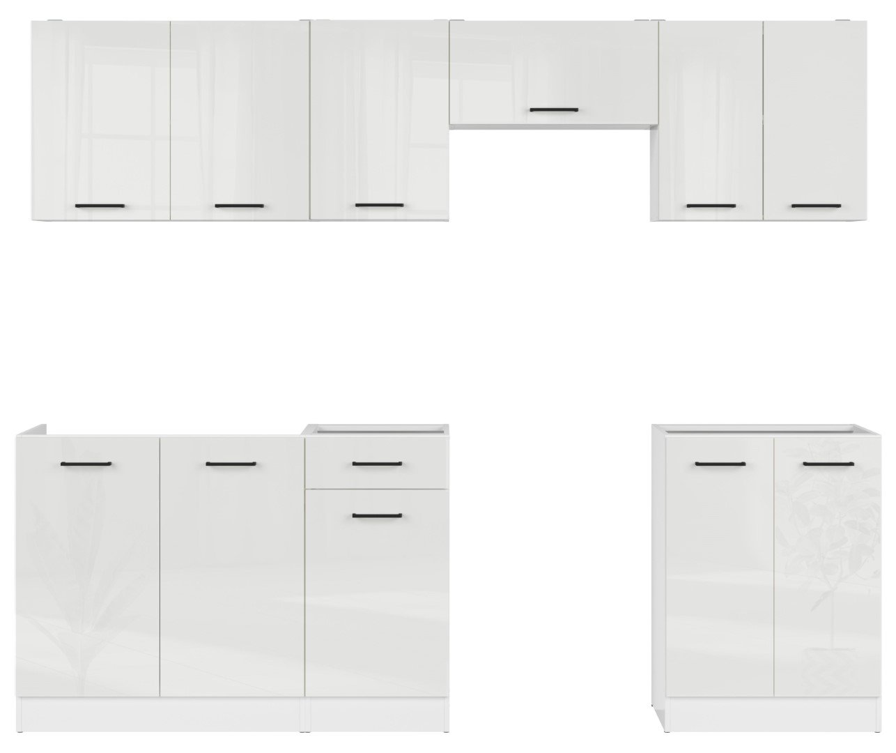 Kitchen set 240 cm JUNONA LINE white/chalk glossy color - Image 2