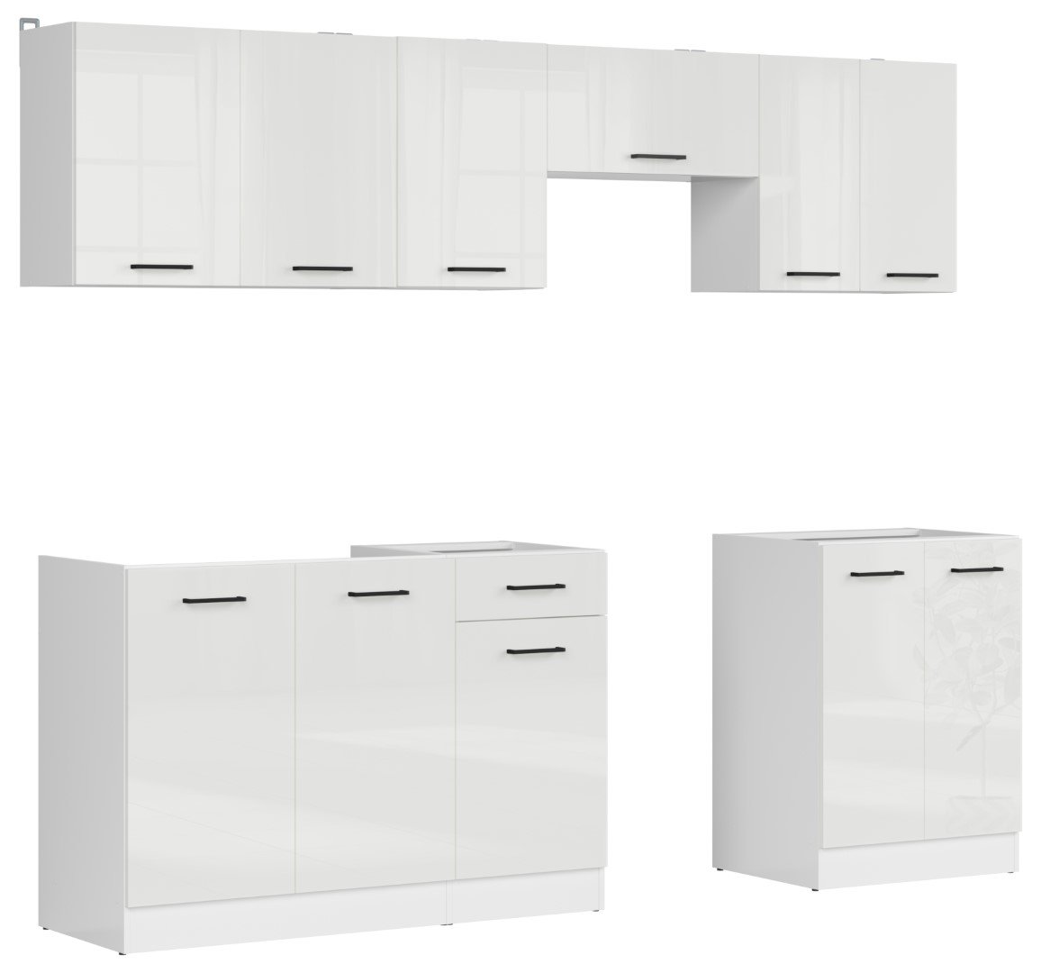 Kitchen set 240 cm JUNONA LINE white/chalk glossy color