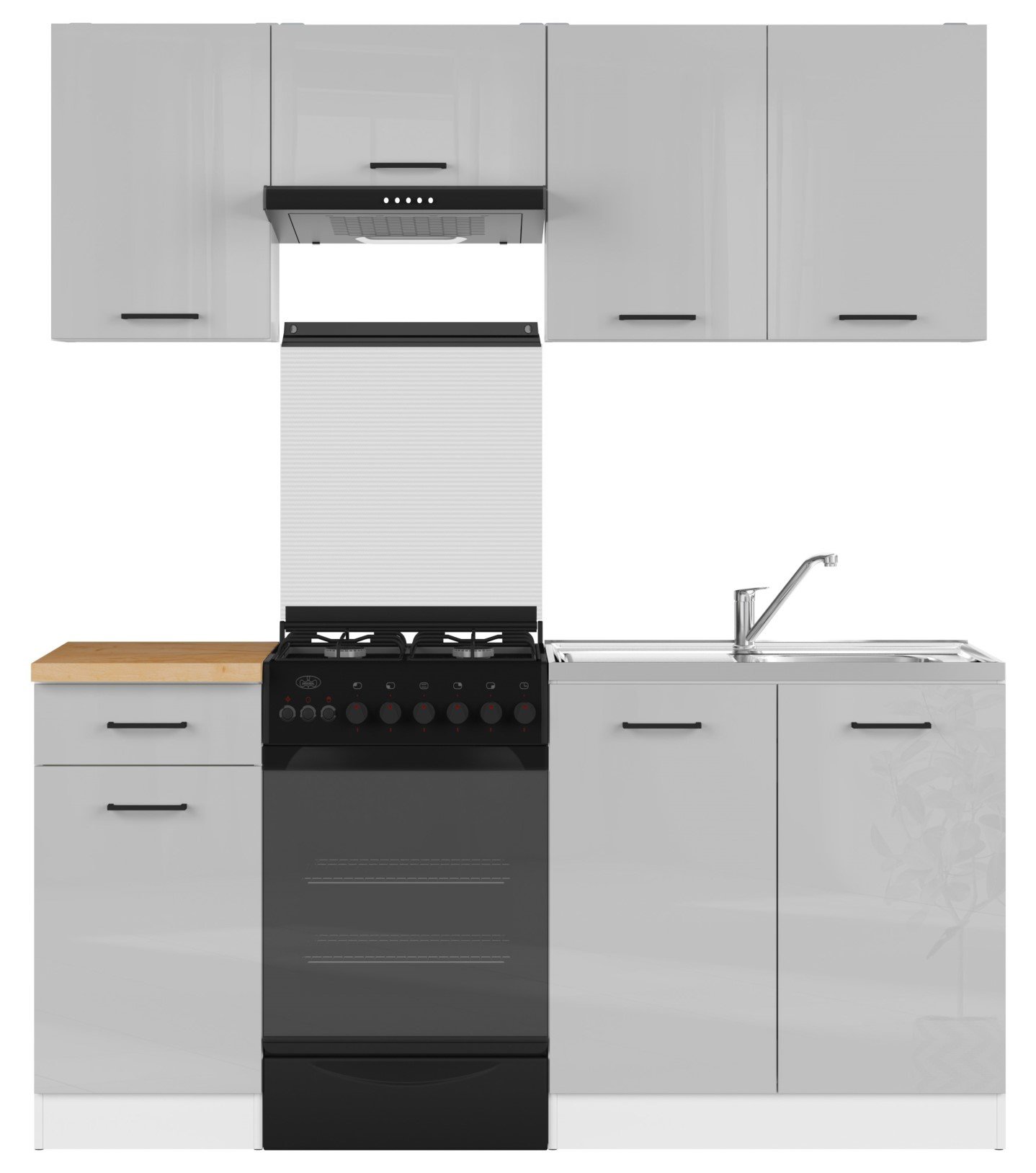 Kitchen set with countertop 170 cm JUNONA LINE white/light gray glossy - Image 2