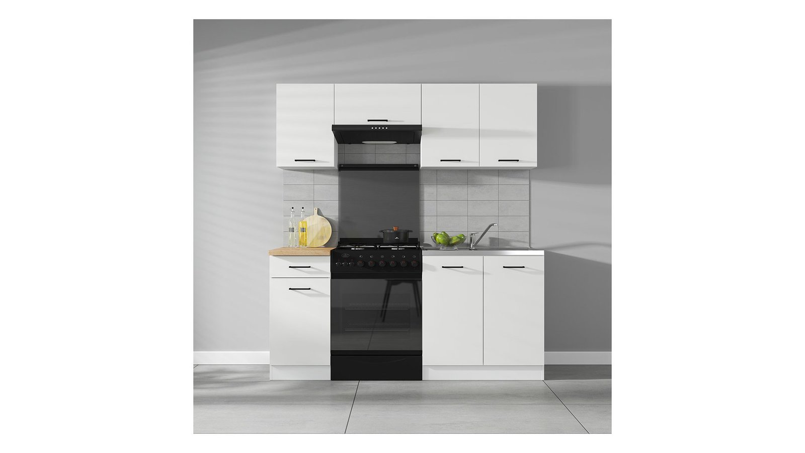 Kitchen set with countertop 170 cm JUNONA LINE white/chalk glossy color - Image 3