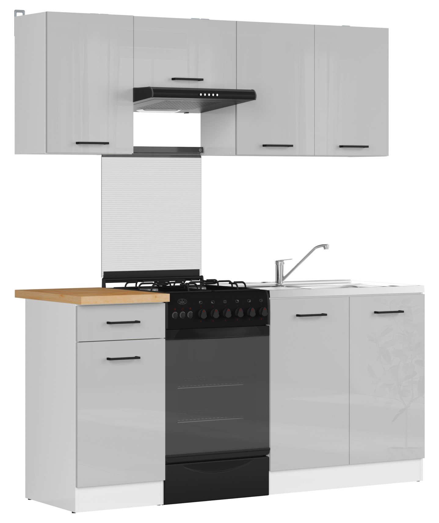 Kitchen set with countertop 170 cm JUNONA LINE white/light gray glossy