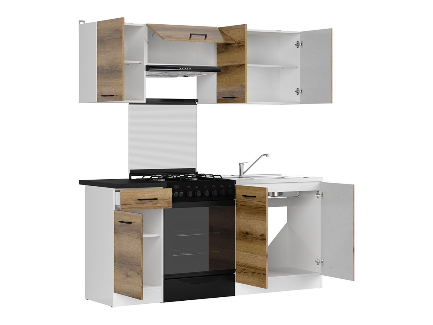 Kitchen set with countertop 180 cm JUNONA LINE white/light Delano oak - Image 3