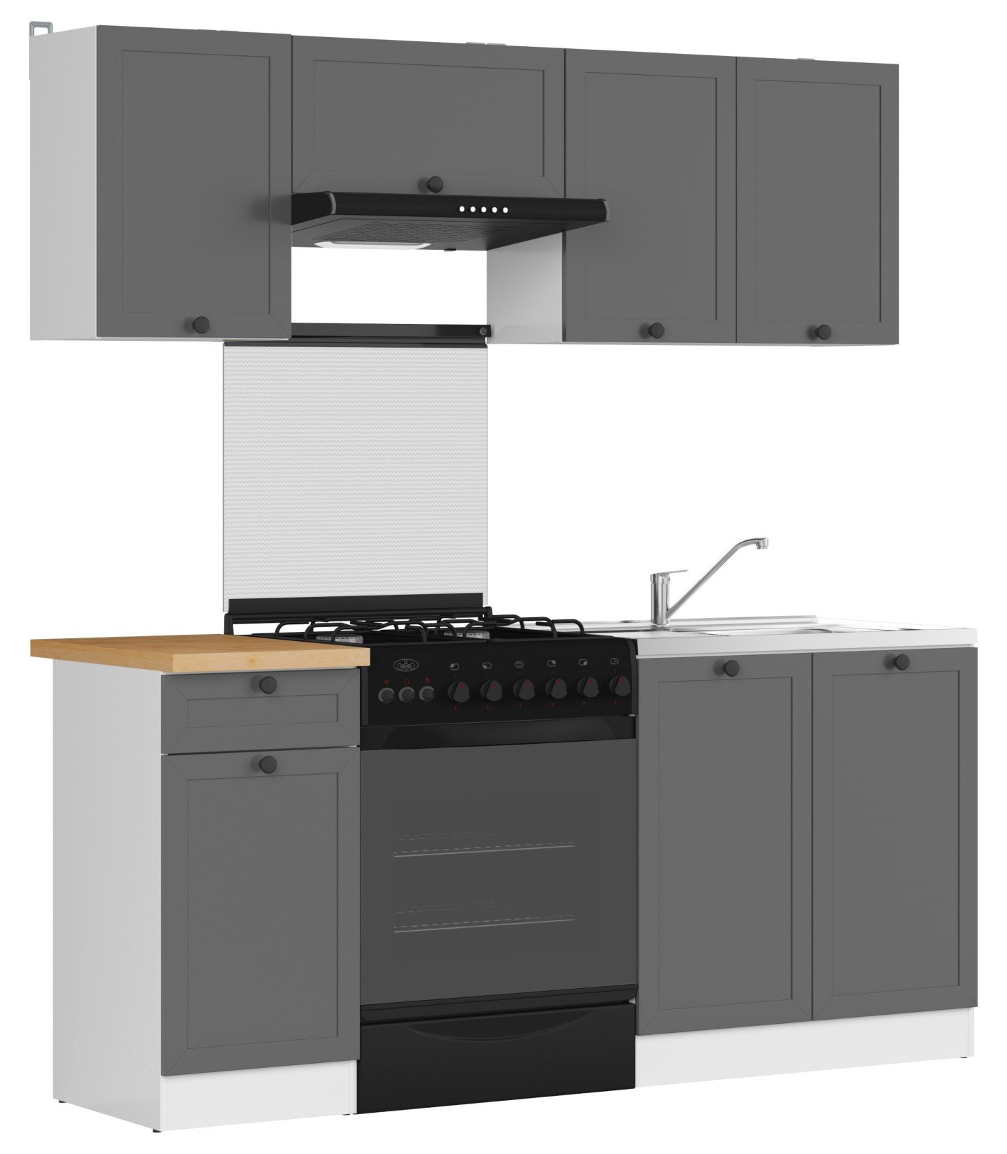 Kitchen set with countertop 180 cm JUNONA LINE white/graphite color