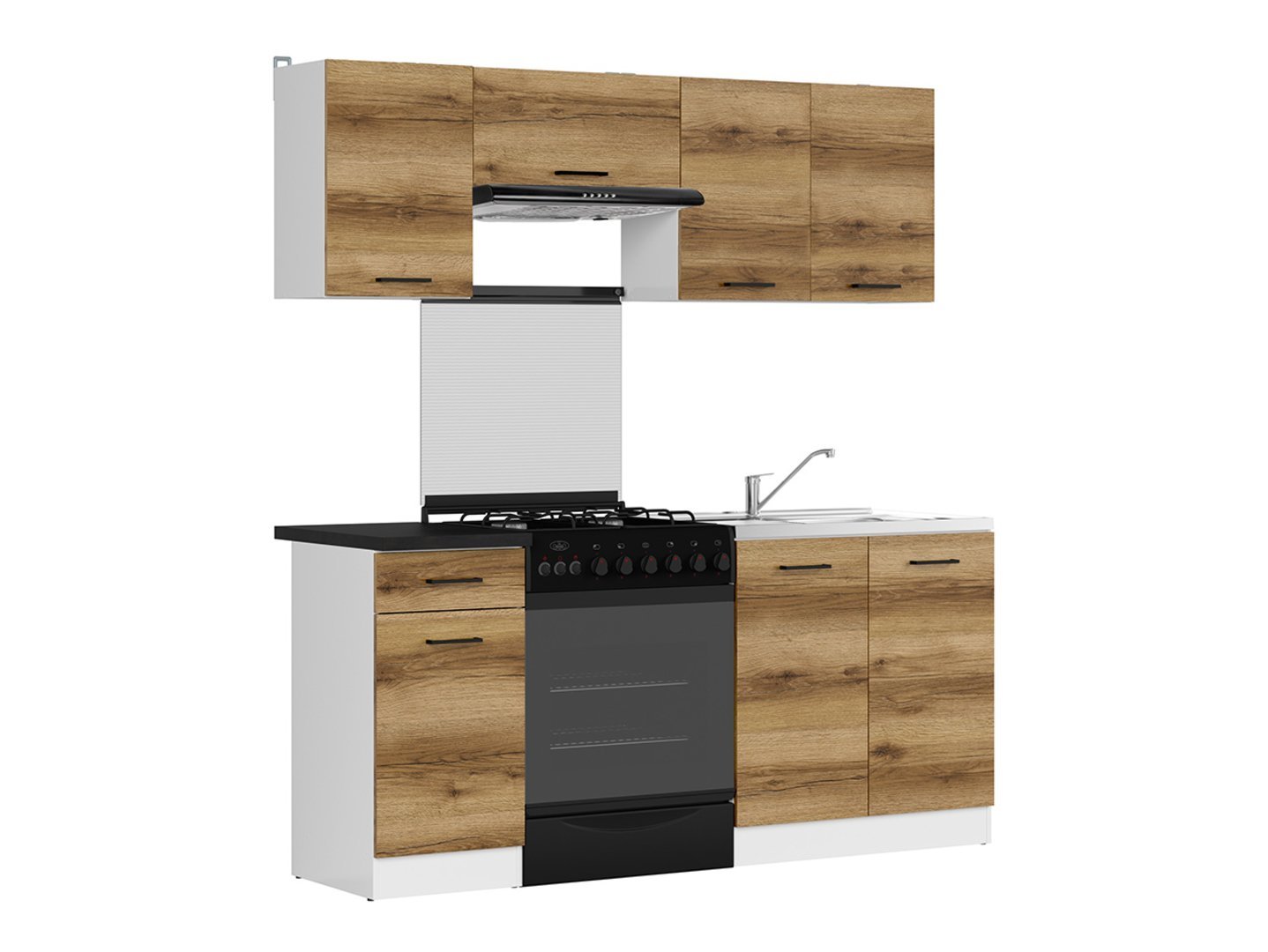 Kitchen set with countertop 180 cm JUNONA LINE white/light Delano oak