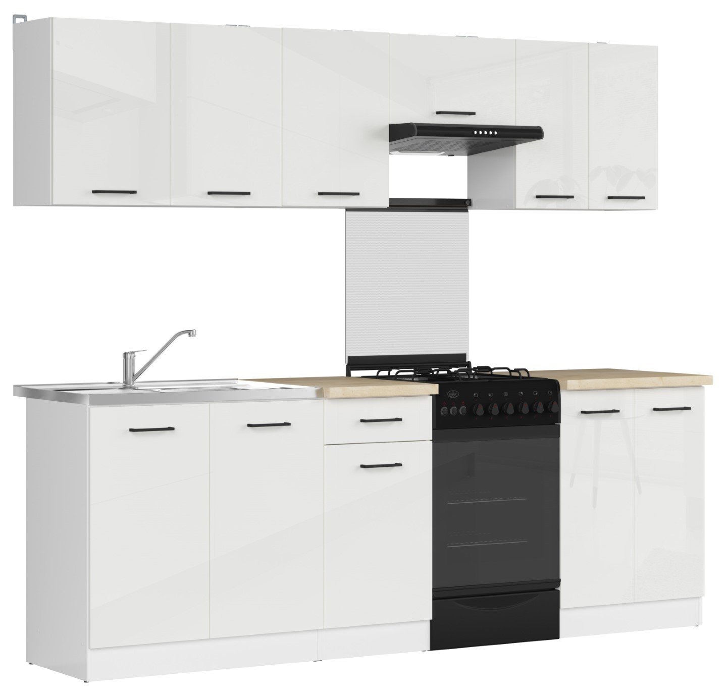Kitchen set with countertop 230 cm JUNONA LINE white/chalk glossy color