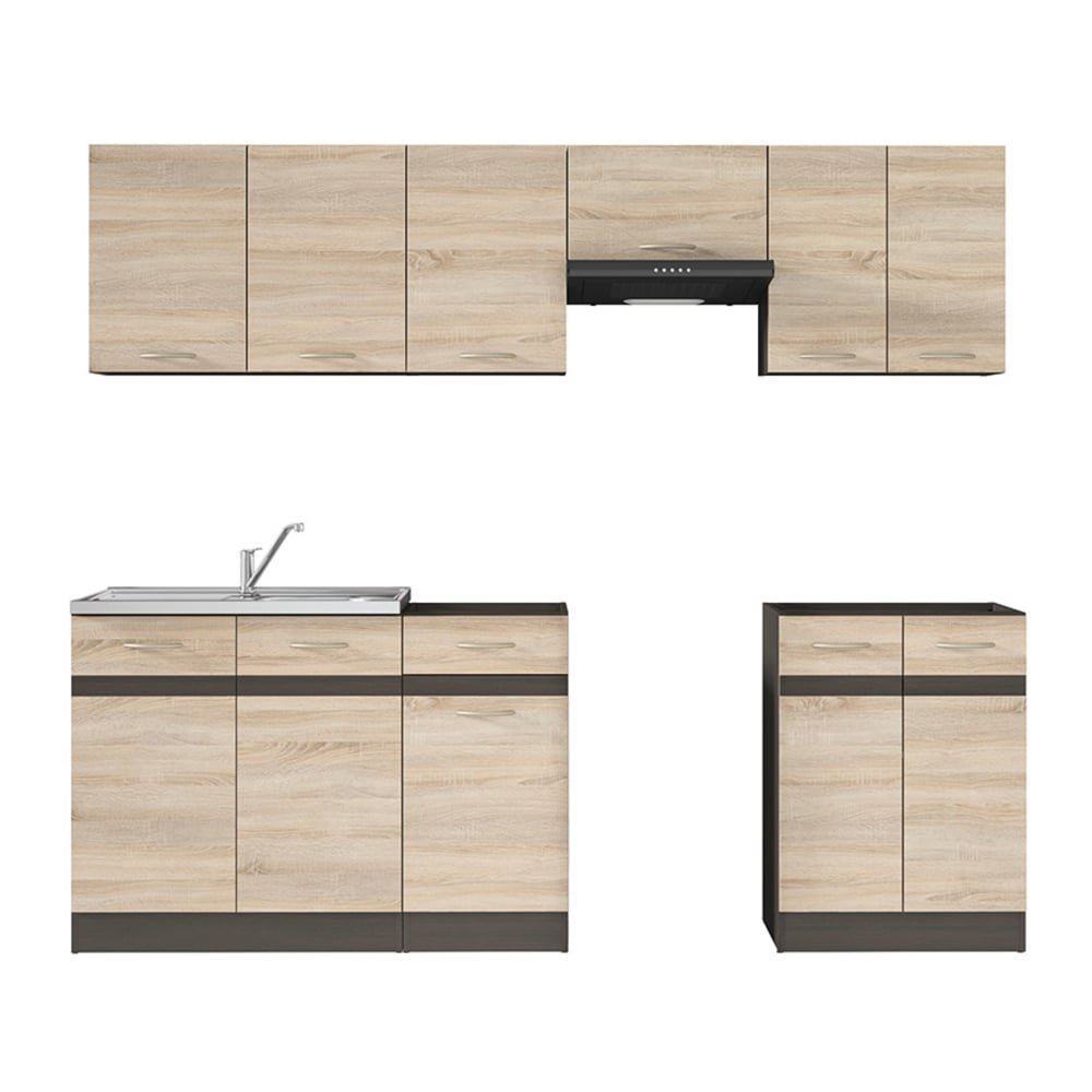 Kitchen set with countertop 230 cm JUNONA LINE wenge/sonoma oak - Image 2