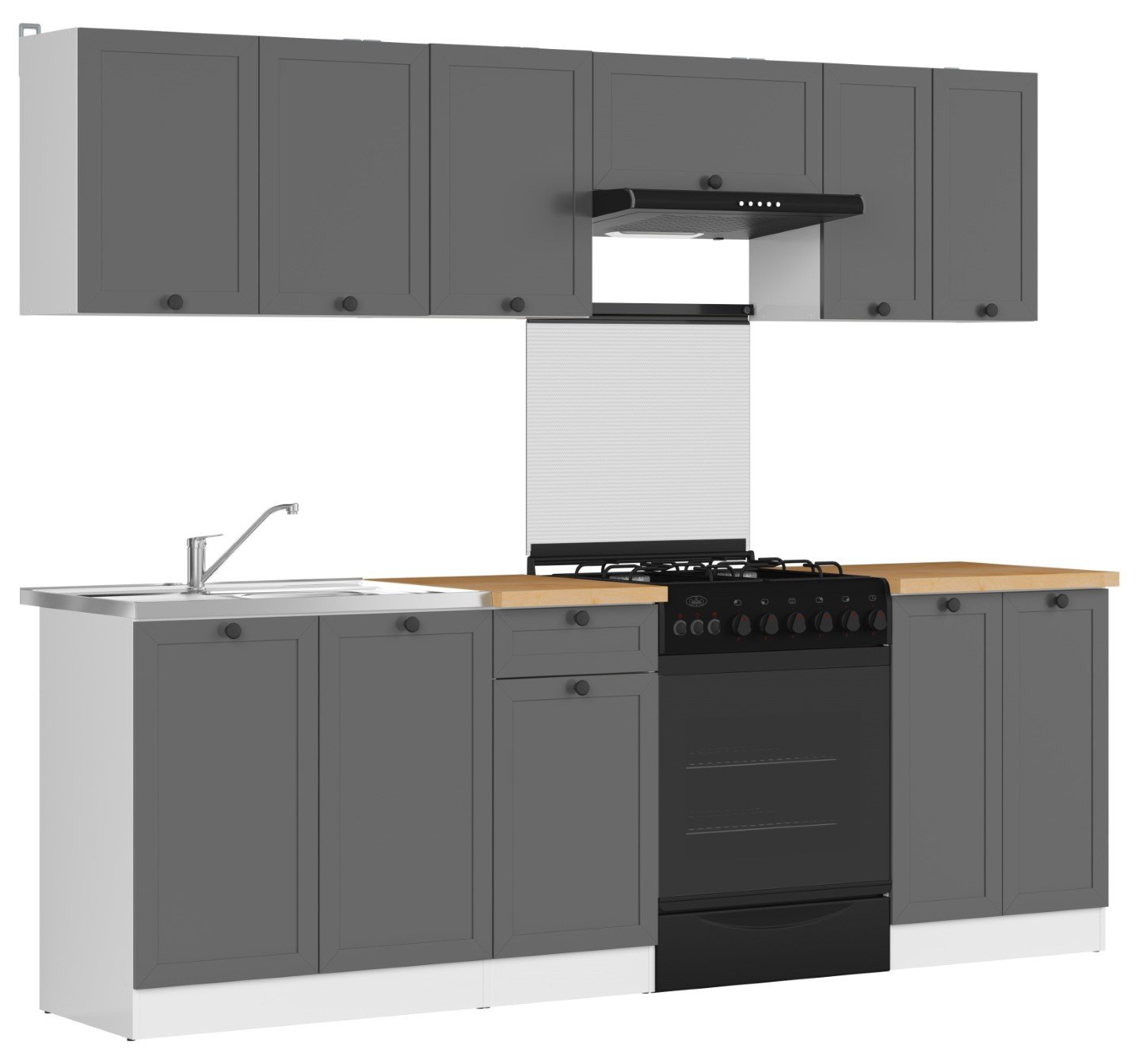 Kitchen set with countertop 240 cm JUNONA LINE white/graphite color