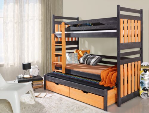 SAMBOR III triple bunk bed with drawers 90×190 cm