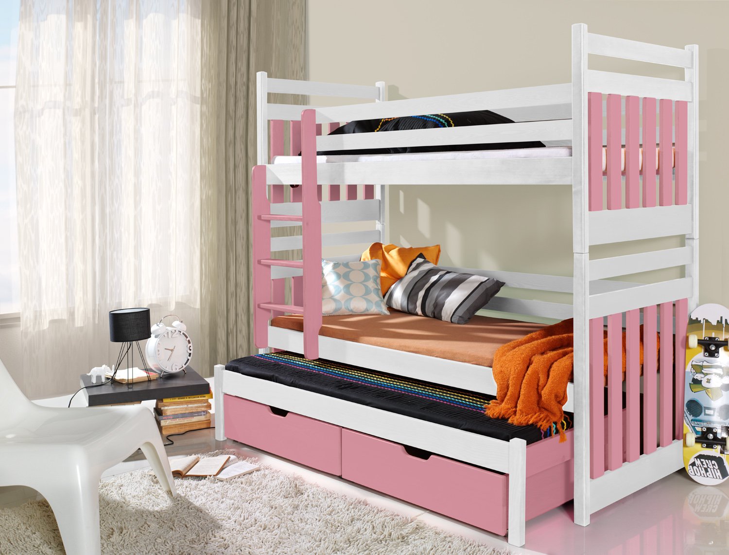 SAMBOR III triple bunk bed with drawers 90x200 cm - Image 6