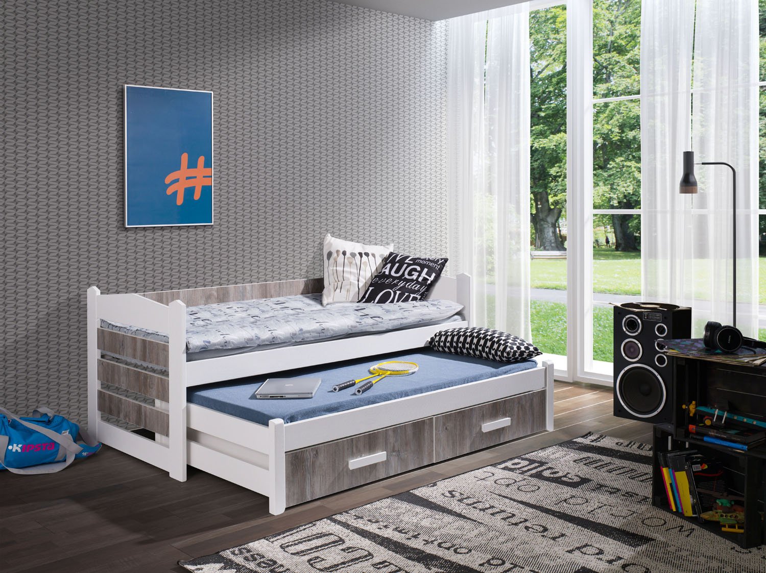 TIAGO youth folding bed for two persons 90x200 cm - Image 7