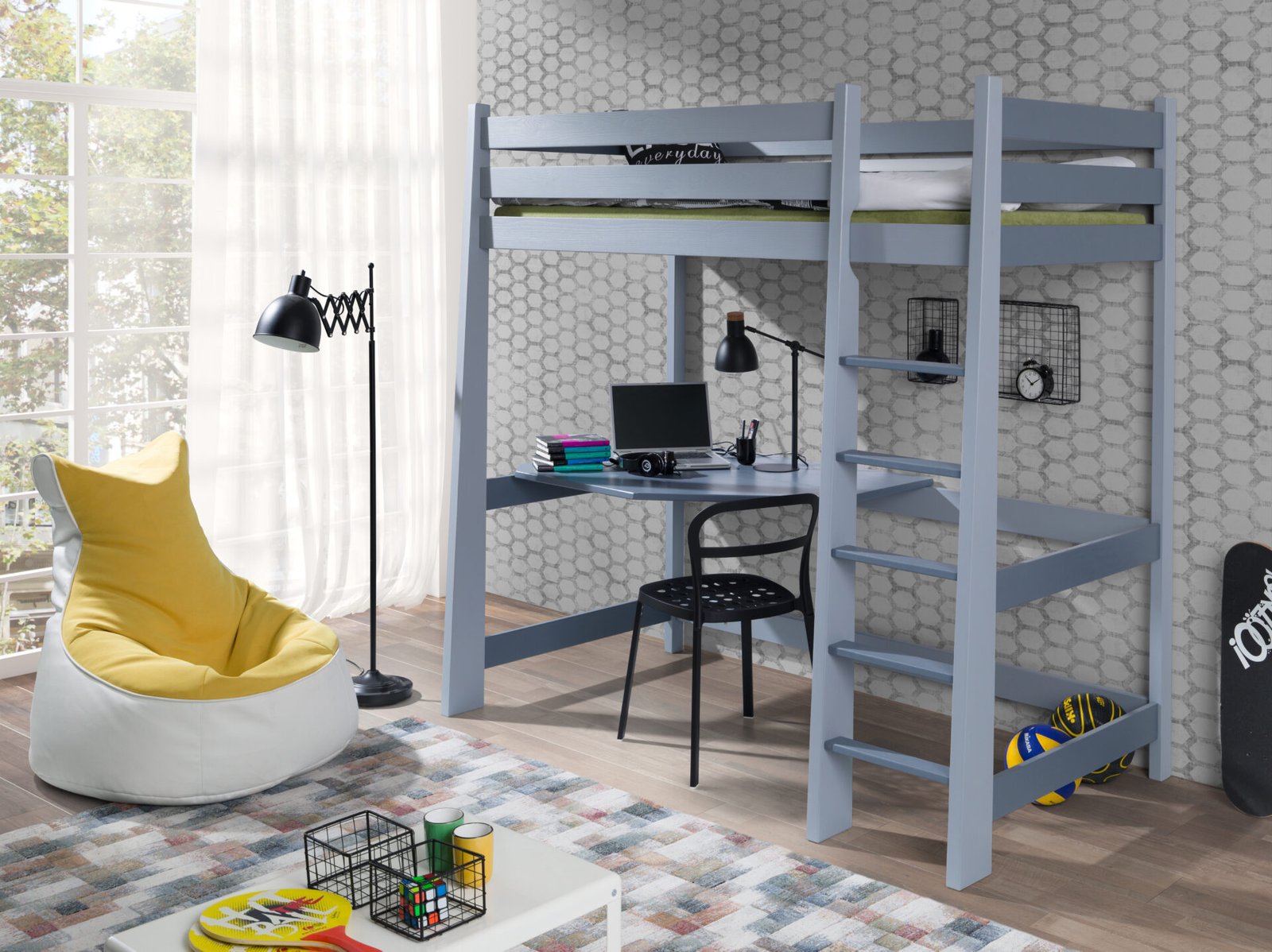 MILOSZ bunk bed with mezzanine 80x181 cm