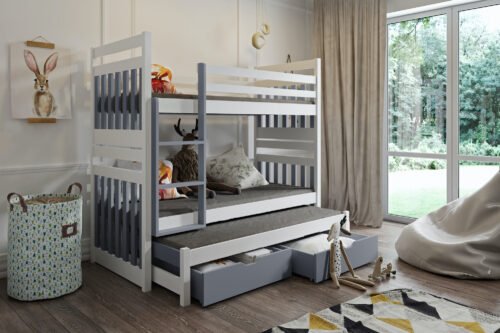 SAMBOR III triple bunk bed with drawers 90×200 cm