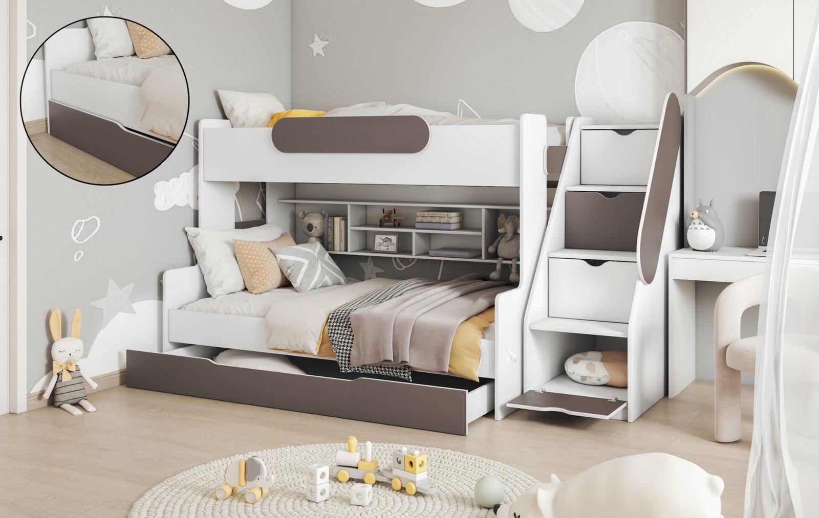 SEGAN triple bunk bed with shelves 90x200 cm - Image 7