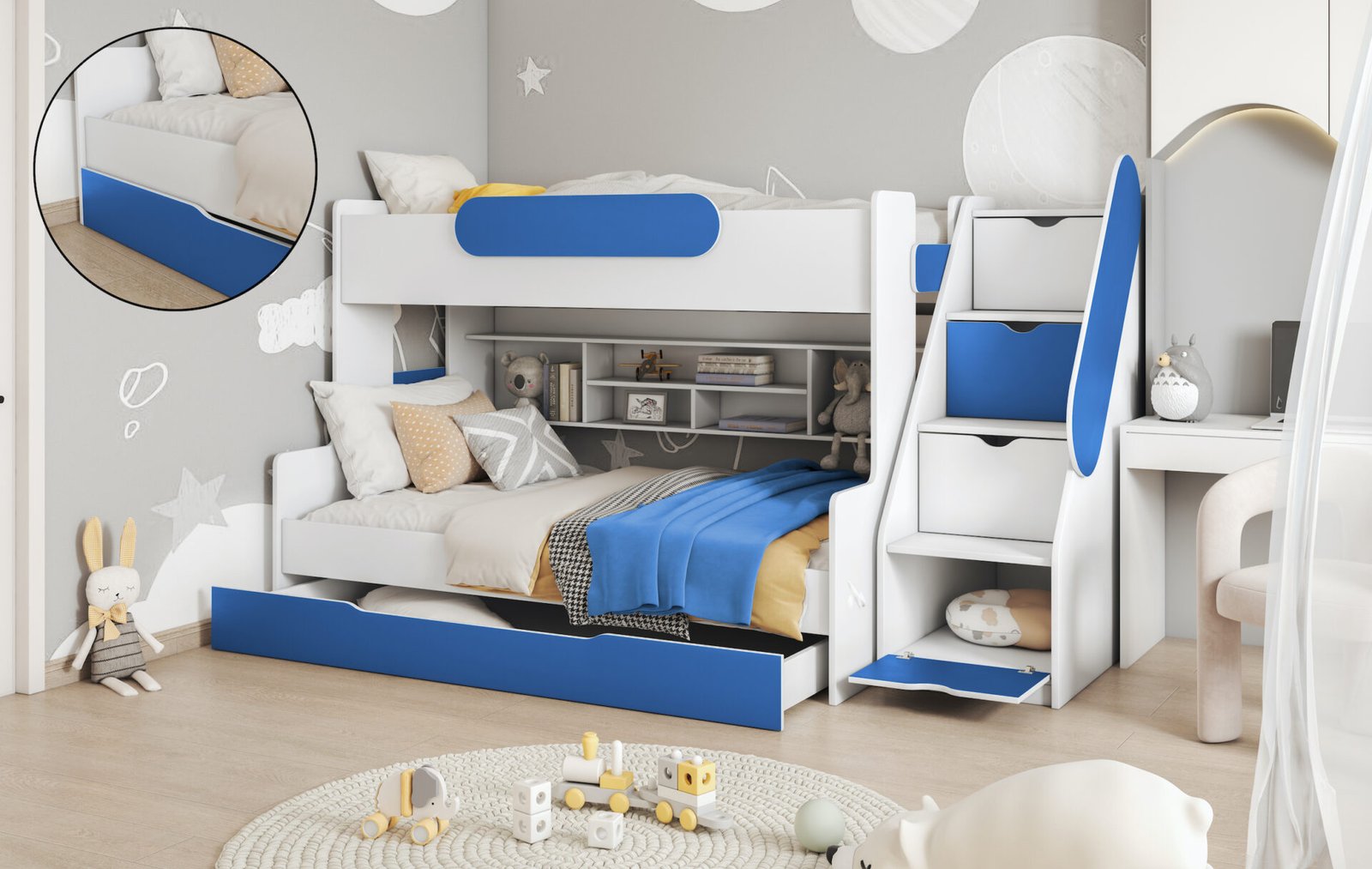SEGAN triple bunk bed with shelves 90x200 cm - Image 6
