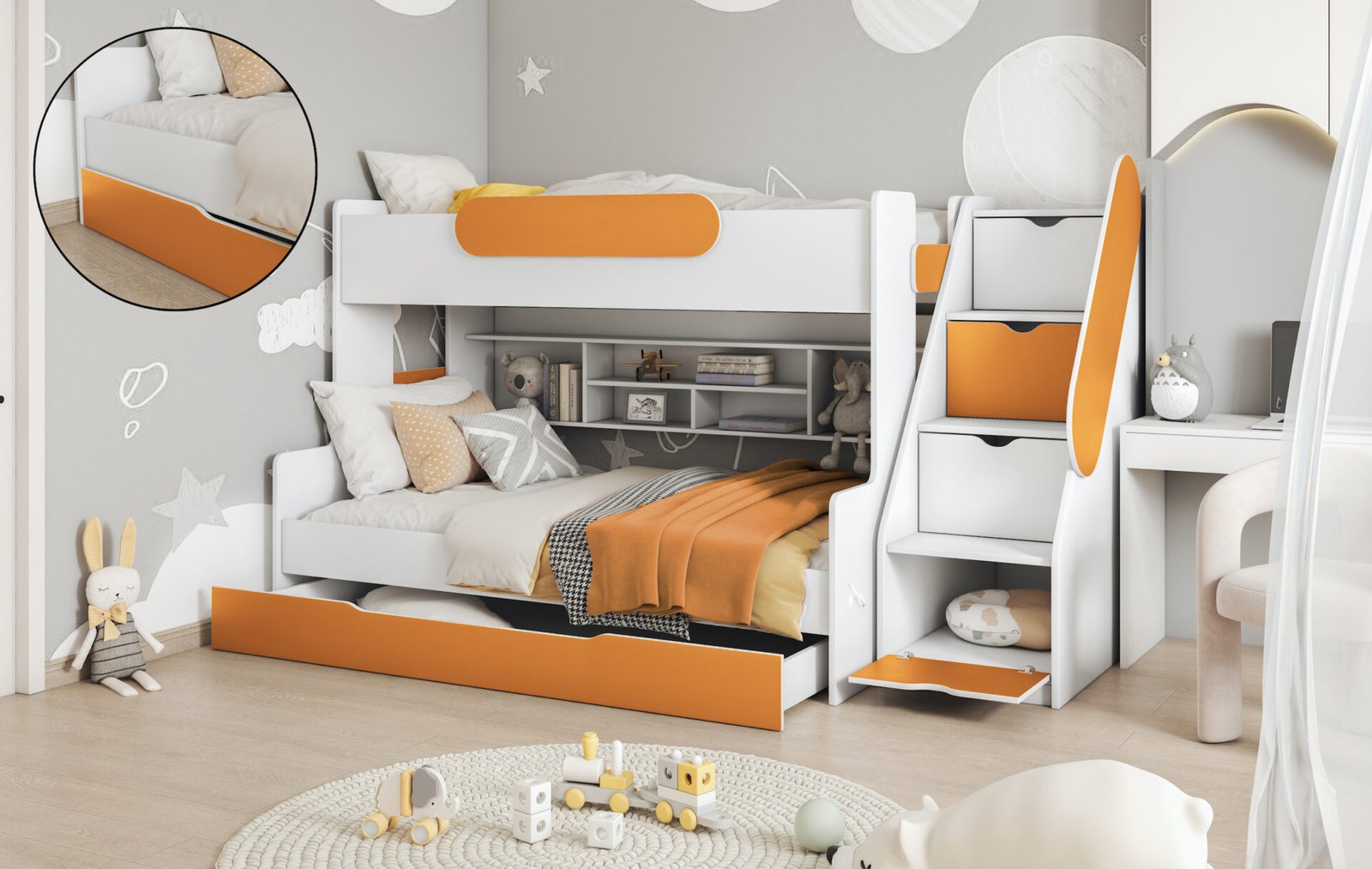 SEGAN triple bunk bed with shelves 90x200 cm - Image 5
